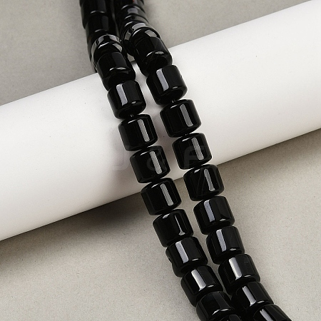 Natural Black Agate(Dyed & Heated) Beads Strands G-G275-D15-10x10mm-1