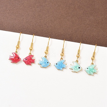 Ocean Series 304 Stainless Steel Enamel Dangle Earrings EJEW-K017-01H-G-1