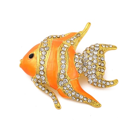 Zinc Alloy Crystal Rhinestone Resin Fish Brooch JEWB-U010-01G-01-1