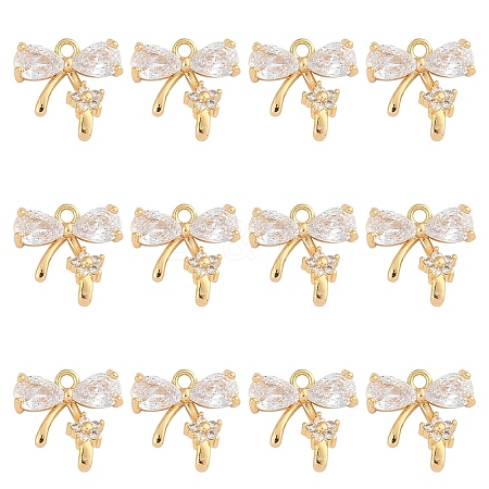 10Pcs Brass Micro Pave Cubic Zirconia Pendants KK-YW0003-15-1