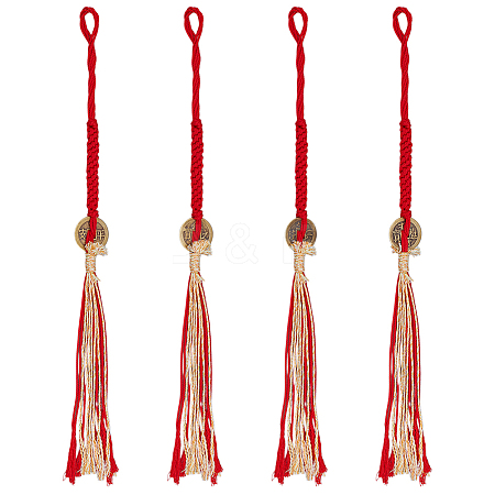 4Pcs 4 Styles Macrame Cotton Cord Hanging Ornaments HJEW-OC00276-1