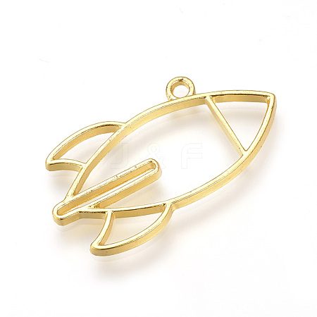 Rack Plating Alloy Open Back Bezel Pendants PALLOY-R099-06G-FF-1