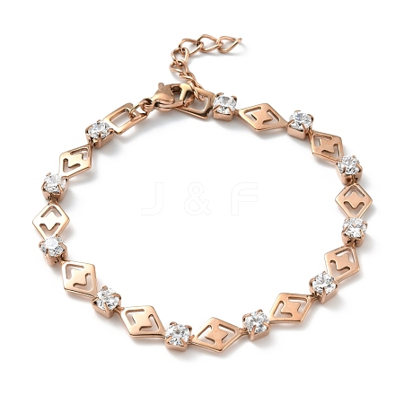 Crystal Cubic Zirconia Tennis Bracelet BJEW-E108-05RG-1