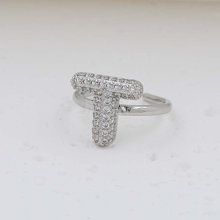 Brass Micro Pave Clear Cubic Zirconia Cuff Rings FS-WG17FF6-20-1