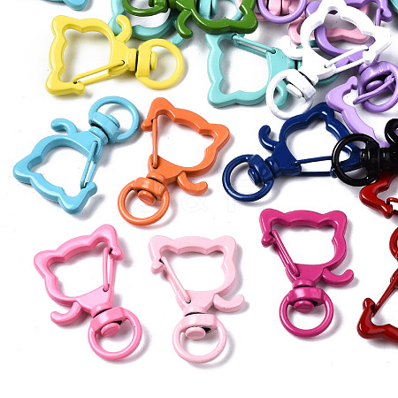 Spray Painted Eco-Friendly Alloy Swivel Snap Hooks Clasps PALLOY-T080-09-NR-1