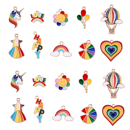 50Pcs 10 Style Alloy Enamel Pendants ENAM-CJ0001-112-1