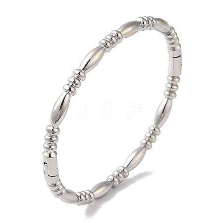Non-Tarnish 304 Stainless Steel Textured Ring Hinged Bangles for Women BJEW-I315-17P-1