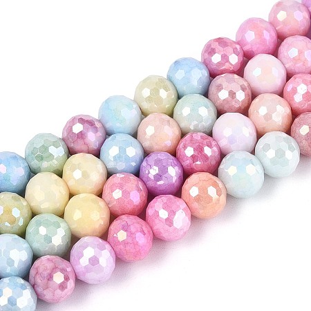 Anti-Tarnish Electroplate Glass Beads Strands GLAA-N056-8mm-01-1