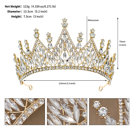 Alloy Rhinestone Crown Hair Bands PW-WG9AC36-01-1