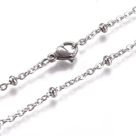 Non-Tarnish 304 Stainless Steel Cable Chains/Satellite Chains Necklaces NJEW-L159-07A-P-A-1