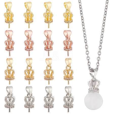 16Pcs 4 Colors Brass Micro Pave Cubic Zirconia Pendant Bails FIND-PH0021-30-1