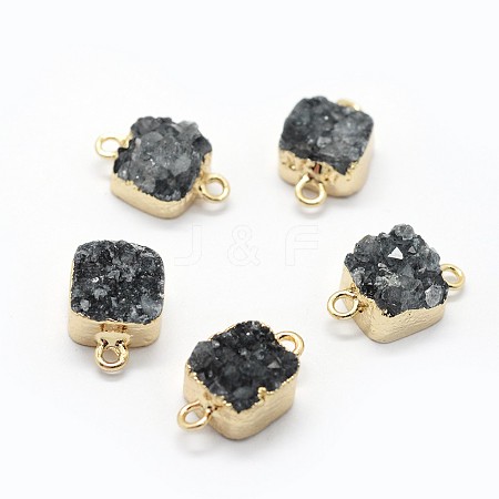 Natural Druzy Quartz Links connectors G-P396-11G-02-1