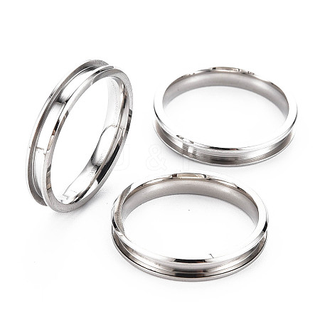 304 Stainless Steel Grooved Finger Ring Settings STAS-WH0039-01D-P-1