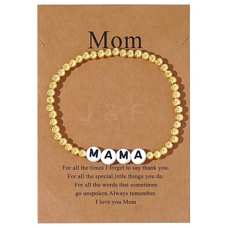 Mother's Day Brass Round Beads Strertch Bracelets SK3516-11-1