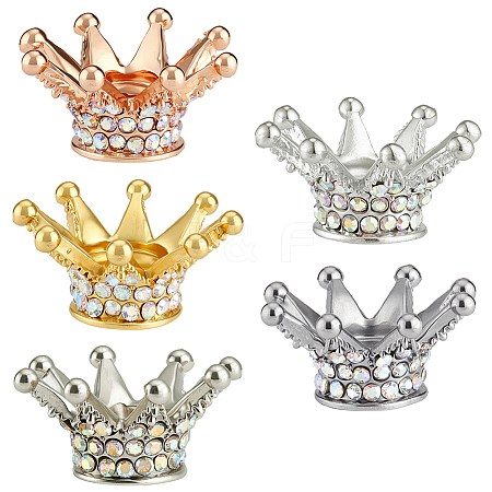 5Pcs 5 Colors Alloy Rhinestone Crown Beads FIND-SC0023-77-1