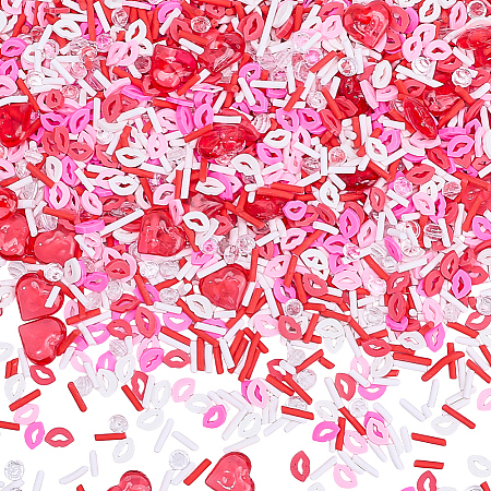 Valentine's Day Lip Handmade Polymer Clay Sprinkles Mix CLAY-SC0001-97B-1