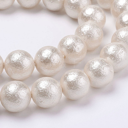 Wrinkle Textured Shell Pearl Beads Strands LS-BSHE-E016-10mm-07-1