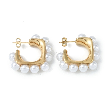 Pearl 304 Stainless Steel Stud Earrings for Women EJEW-U004-11G-1