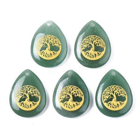 Natural Green Aventurine Pendants G-T122-71I-1