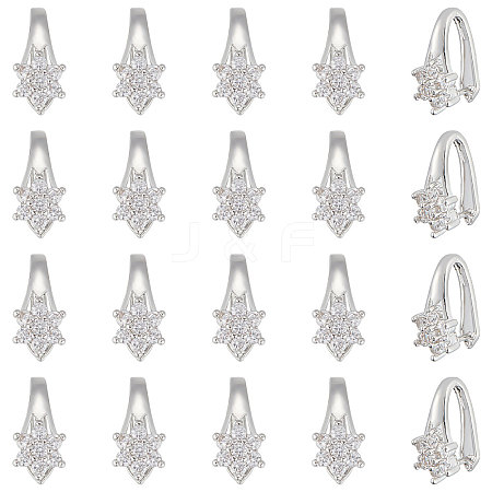 DICOSMETIC 20Pcs Brass Micro Pave Clear Cubic Zirconia Snap On Bails KK-DC0001-07-1