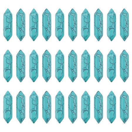 30Pcs Dyed Faceted Bullet Synthetic Turquoise Points for Wire Wrapped Pendants Making G-OC0005-98-1