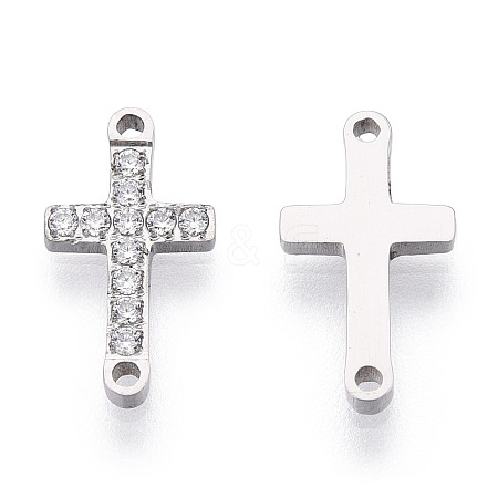 316 Surgical Stainless Steel Clear Cubic Zirconia Connector Charms STAS-ZX042-22S-1