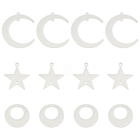 18Pcs 3 Style 201 Stainless Steel Links Connectors & Chandelier Components Links STAS-UN0021-57P-1