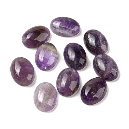 Oval Natural Amethyst Cabochons G-A136-C05-13x18mm-02-1