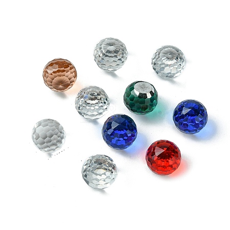 Faceted Round Glass Cabochons GGLA-YW001-13B-1