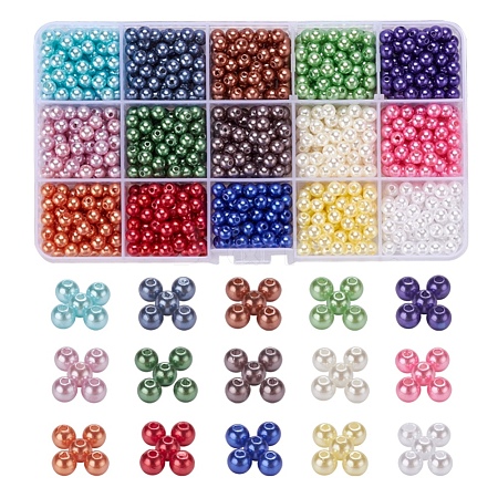 1200Pcs 15 Colors Imitation Pearl Acrylic Beads OACR-YW0001-12-1
