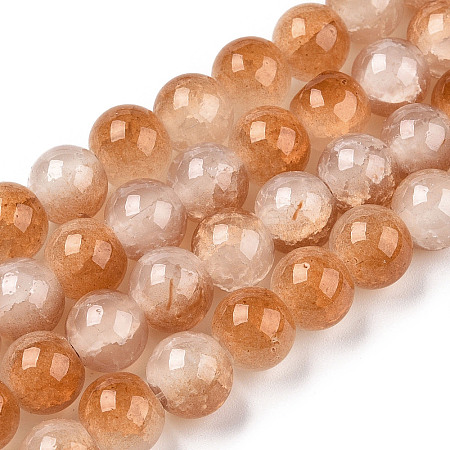 Crackle Baking Paint Imitation Jade Glass Beads Strands LS-DGLA-T003-8mm-08-1