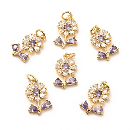 Brass Micro Pave Lilac Cubic Zirconia Pendants X-ZIRC-P086-21G-1