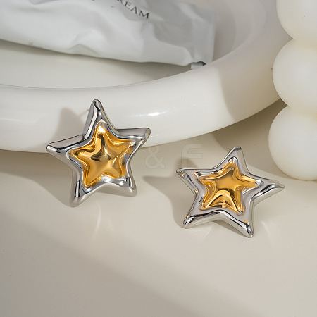Stainless Steel Star Stud Earrings ZA4666-1-1