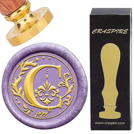 Brass Wax Seal Stamps with Wood Handle AJEW-WH0412-0236-1