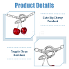 FIBLOOM 2 Set 2 Color Resin Cherry Pendant Necklace & Charm Bracelet & Dangle Stud Earrings SJEW-FI0001-18-4