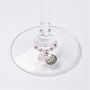 Natural Rose Quartz Wine Glass Charms AJEW-JO00154-01-3