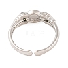 Rack Plating Brass Clear Cubic Zirconia Cuff Ring Components RJEW-M177-01P-3