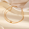304 Stainless Steel Pave Clear Cubic Zirconia Flat Round Charm 2-Strand Bracelets for Women WG29A81-01-2