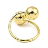 Rack Plating Brass Round Ball Beded Open Cuff Rings RJEW-D009-03G-2