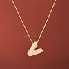 Brass Micro Pave Clear Cubic Zirconia Initial Pendant Necklaces for Women FS-WGDC51D-22-1