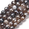 Electroplated Natural Agate Beads Strands G-B191-A07-8mm-12-2
