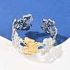 304 Stainless Steel Cuff Bangles for Women BJEW-G757-10GP-3