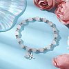 Natural Round Rose Quartz Bracelets BJEW-JB10950-4