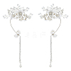 2Pcs 2 Styles Flower Crystal Rhinestone & Plastic Pearl Cuff Earrings EJEW-FH0001-13S-1