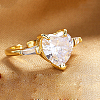 Brass Pave Cubic Zirconia Adjustable Cuff Rings for Women JI1426-4