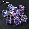 10Pcs Two Tone UV Plating Rainbow Iridescent Acrylic Beads TACR-YW0002-33H-1