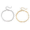 2Pcs 2 Colors 304 Stainless Steel Heart Link Chain Bracelets for Women BJEW-JB13368-2