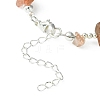 Natural Red Jasper Heart Charm Bracelet with Chips Beaded Chains BJEW-TA00295-04-3