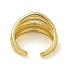 Textured Brass Double Layer Open Cuff Rings for Women RJEW-Z050-02G-3