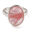 Cherry Quartz Glass Oval Adjustable Rings RJEW-K371-07S-22-3